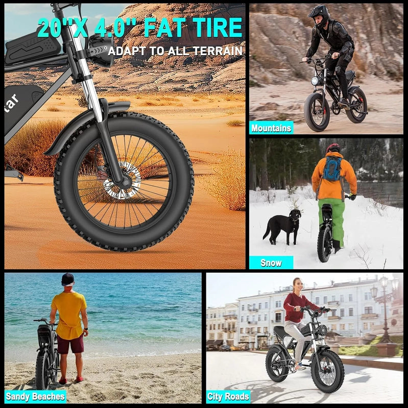 Electric Bike Q20, 2000W, 52V, 30-180 Miles, All-Terrain Fat Bike For Adults