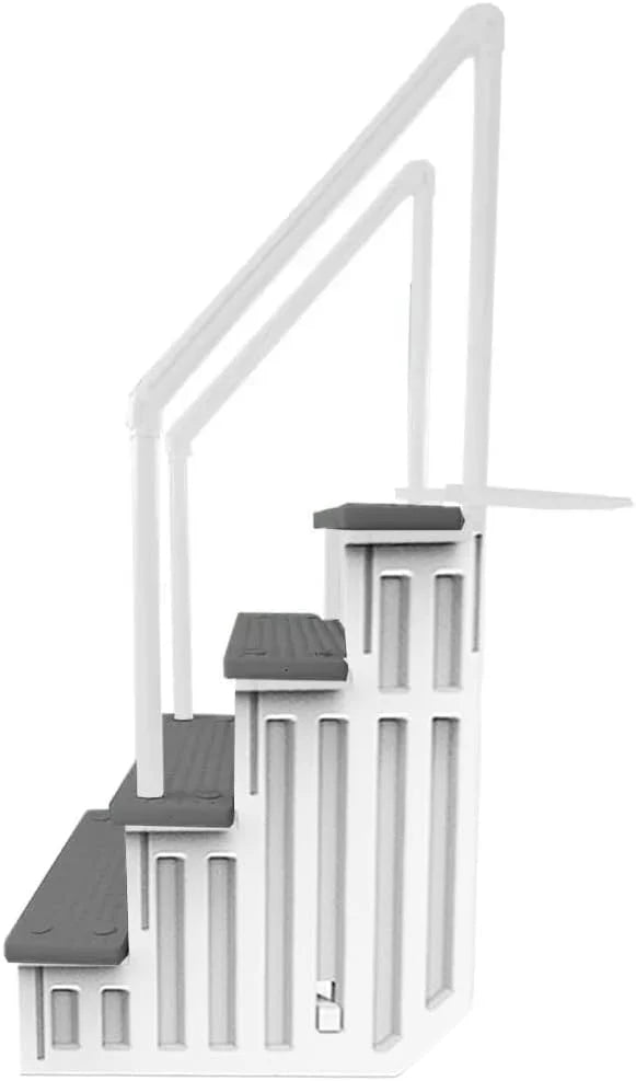 Select Anti-Slip in-Pool Steps, Gray, For Above Ground Swimming Pools, Can Mount To Decks 48 In. To 54 In. H, Safety Stairs Capacity Up To 300 Lbs