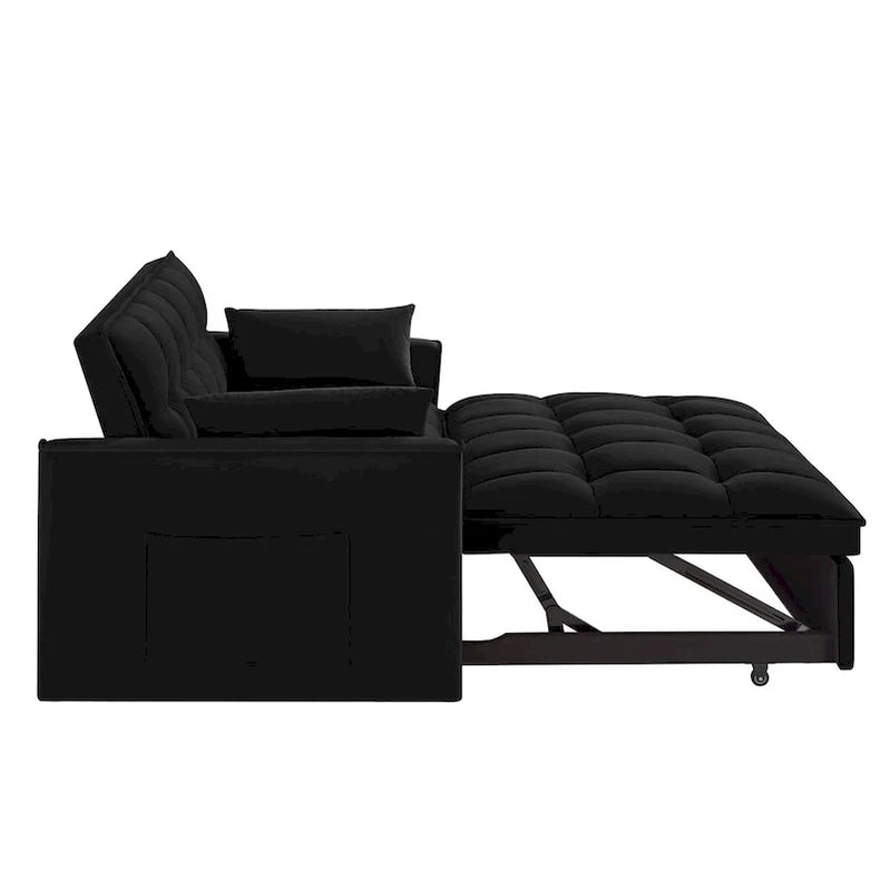 4-in-1 Pull-Out Sleeper Sofa Bed, Loveseat In Velvet-Convertible Couch Bed With Reclining Backrest,2 Side Pockets