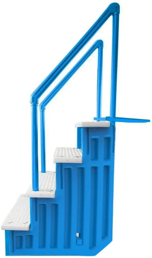Non-Slip Entry Steps For Pools, Grey, For Above-Ground Pools, Can Be Installed On Terraces With A Height Of 122 To 137 Cm, Load Capacity Up To 136 Kg