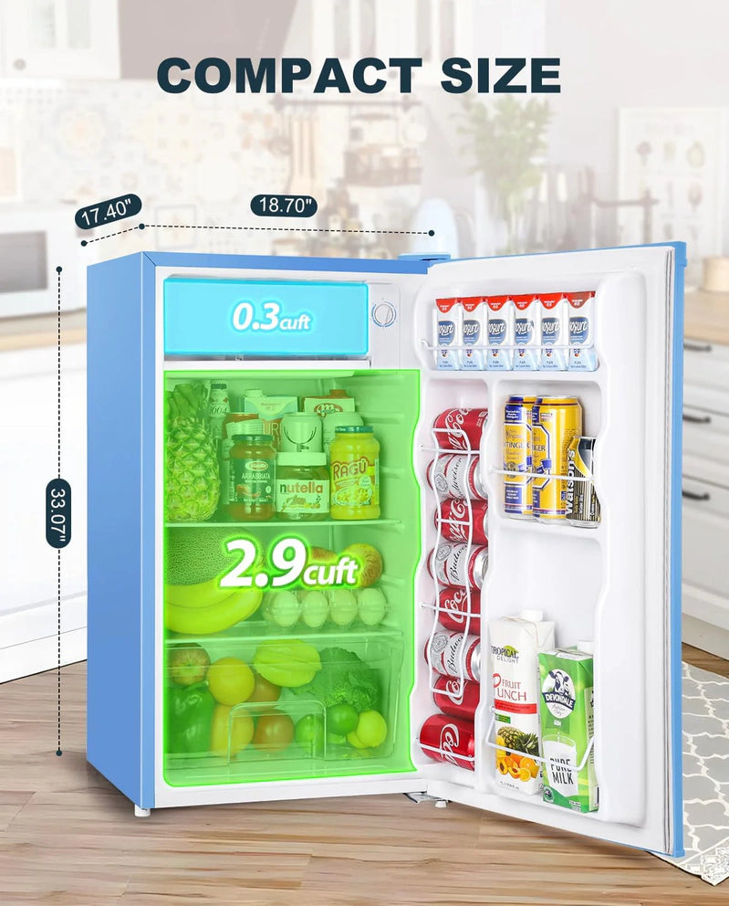 Upstreman 3.2 Cu. Ft. Mini Fridge With Freezer, Single Door Mini Fridge, Dorm Fridge, Adjustable Thermostat, Black-BR321