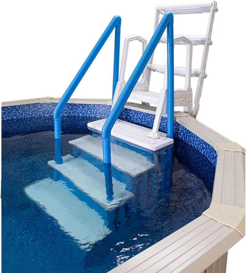 Select Anti-Slip in-Pool Steps, Gray, For Above Ground Swimming Pools, Can Mount To Decks 48 In. To 54 In. H, Safety Stairs Capacity Up To 300 Lbs
