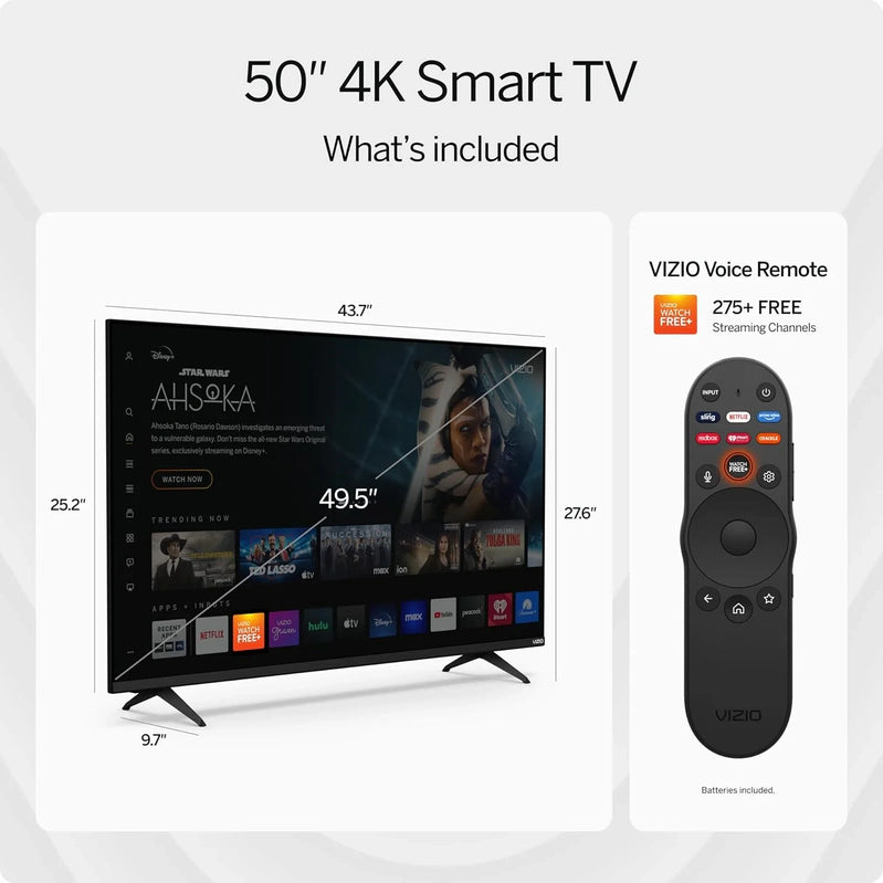 Vizio 50 In. 4K Resolution HDR Smart TV, Dolby Vision HDR/HDR10 Plus, WiFi 6, Renewed