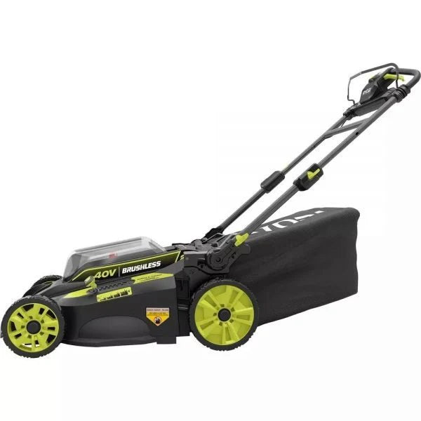 Ryobi 40V Brushless 20 In. Walk Behind Self-Propelled Mower/String Trimmer/Leaf Blower With 2 Batteries And 2 Chargers