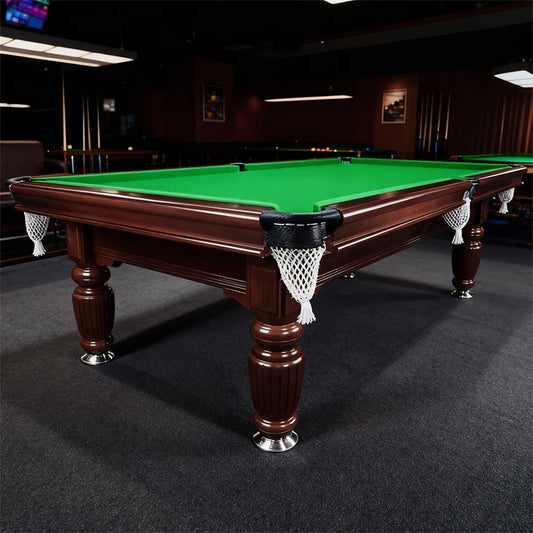 Classic Slate Pool Table With Cues And Balls Set For Home Or Lounge, Walnut Wood, 8 Ft