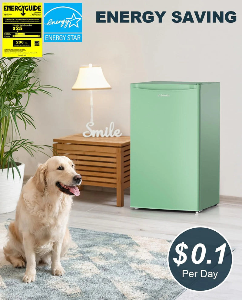 Upstreman 3.2 Cu. Ft. Mini Fridge With Freezer, Single Door Mini Fridge, Dorm Fridge, Adjustable Thermostat, Black-BR321