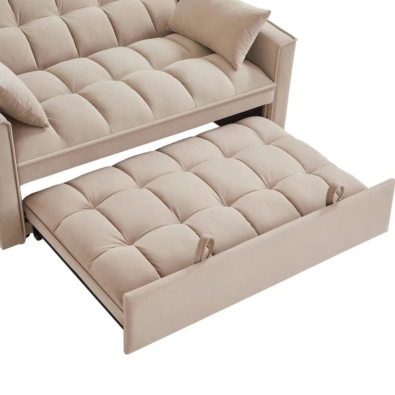 4-in-1 Pull-Out Sleeper Sofa Bed, Loveseat In Velvet-Convertible Couch Bed With Reclining Backrest,2 Side Pockets