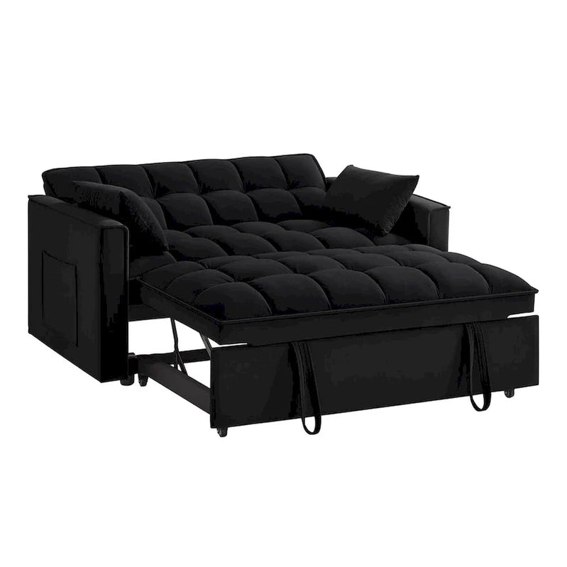 4-in-1 Pull-Out Sleeper Sofa Bed, Loveseat In Velvet-Convertible Couch Bed With Reclining Backrest,2 Side Pockets