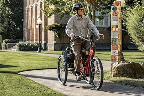 Schwinn Meridian Adult Tricycle, Men's And Women's Beach Cruiser, 26-inch Wheels, Low Step-Through, Wide Saddle, Folding Rear Basket