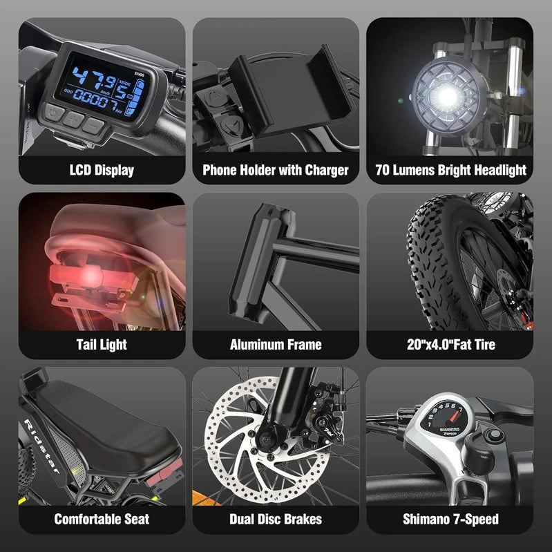 Electric Bike Q20, 2000W, 52V, 30-180 Miles, All-Terrain Fat Bike For Adults