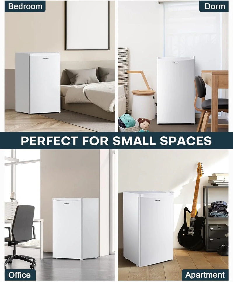 Upstreman 3.2 Cu. Ft. Mini Fridge With Freezer, Single Door Mini Fridge, Dorm Fridge, Adjustable Thermostat, Black-BR321