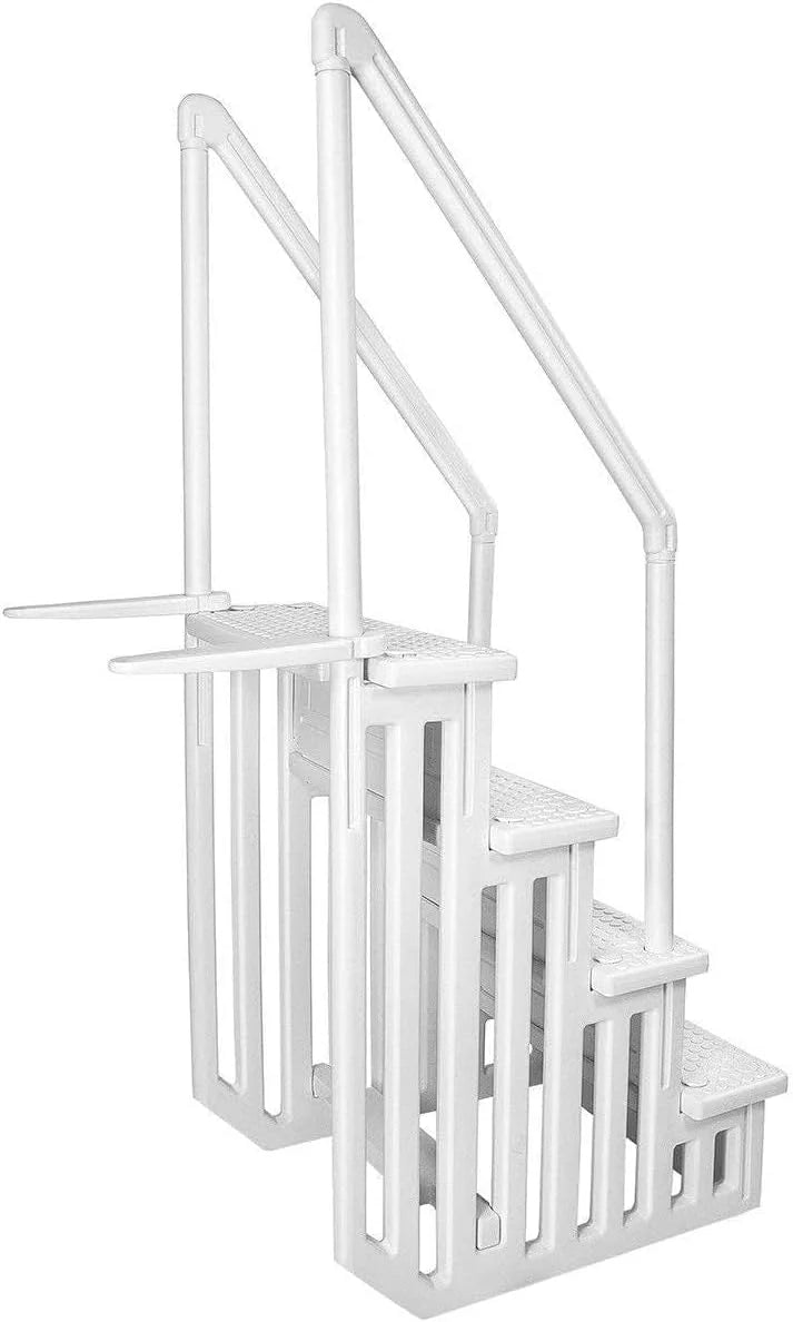 Select Anti-Slip in-Pool Steps, Gray, For Above Ground Swimming Pools, Can Mount To Decks 48 In. To 54 In. H, Safety Stairs Capacity Up To 300 Lbs