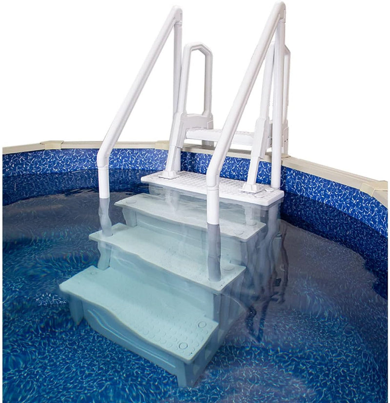 Select Anti-Slip in-Pool Steps, Gray, For Above Ground Swimming Pools, Can Mount To Decks 48 In. To 54 In. H, Safety Stairs Capacity Up To 300 Lbs