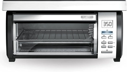 Black Plus Decker SpaceMaker Under-Counter Toaster Oven, Digital Controls, Black/Stainless Steel, Fits 9 in. Pizza, TROS1000D