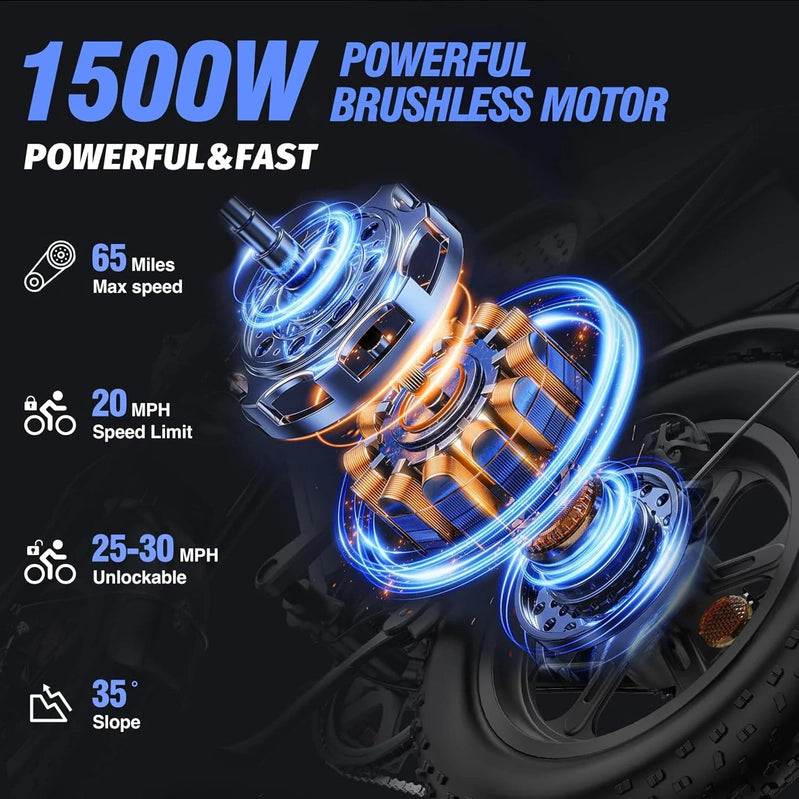 Electric Bike Q20, 2000W, 52V, 30-180 Miles, All-Terrain Fat Bike For Adults