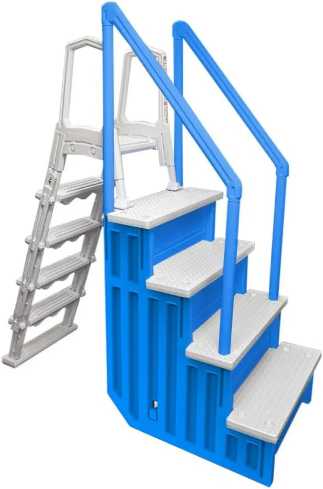 Select Anti-Slip in-Pool Steps, Gray, For Above Ground Swimming Pools, Can Mount To Decks 48 In. To 54 In. H, Safety Stairs Capacity Up To 300 Lbs