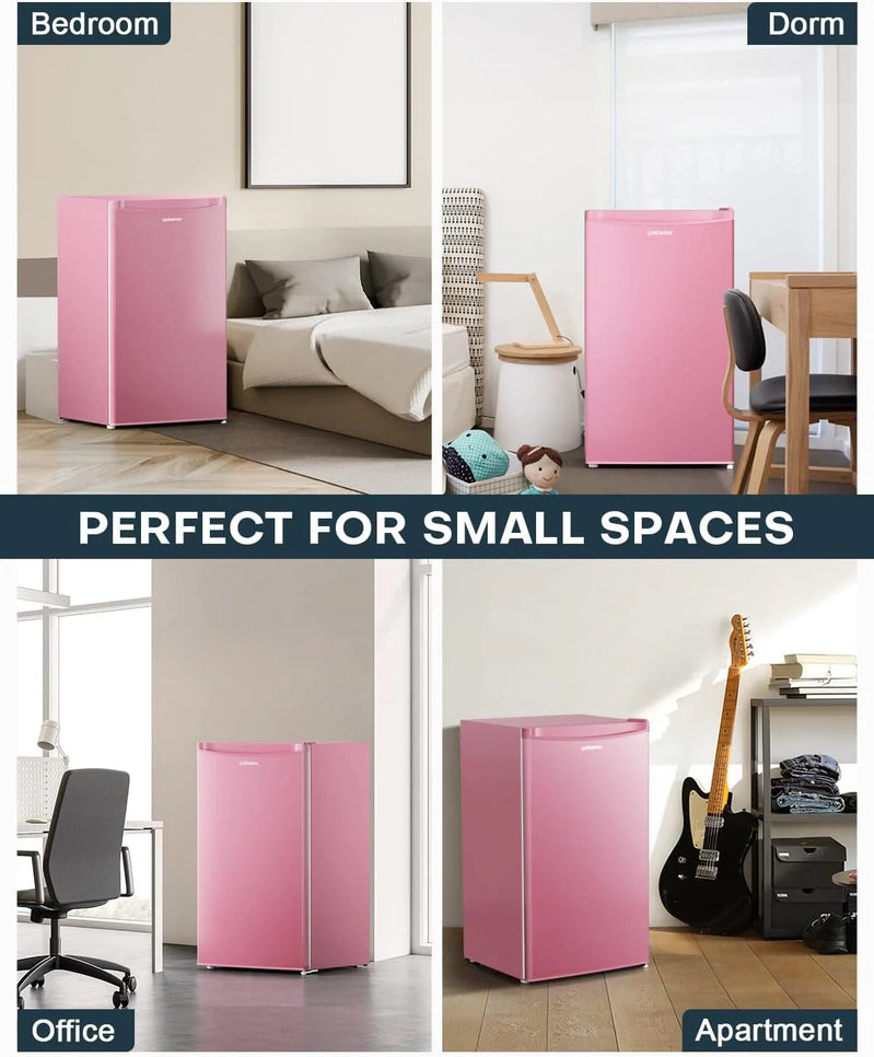 Upstreman 3.2 Cu. Ft. Mini Fridge With Freezer, Single Door Mini Fridge, Dorm Fridge, Adjustable Thermostat, Black-BR321