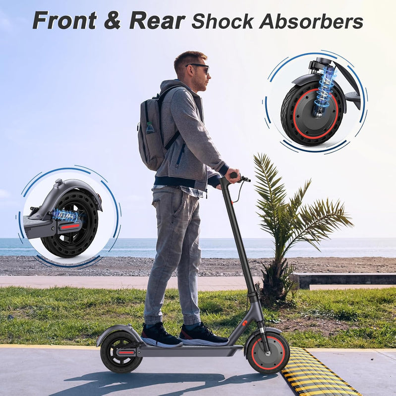 Electric Scooter, 350W/500W Powerful Motor, 8.5 In./10 In. Solid Tires, 19/22Mph, 28/21/12 Miles Range, Dual Braking